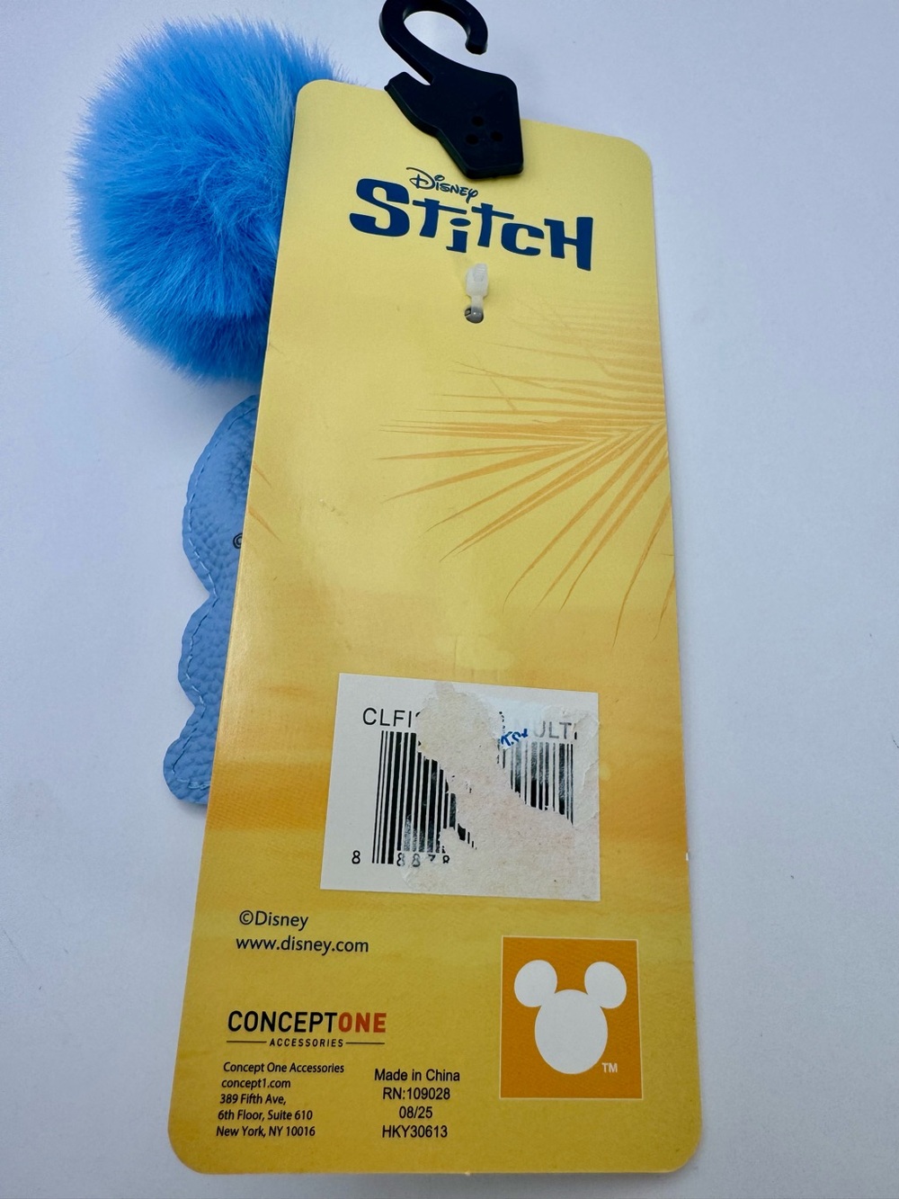Disney Stitch Blue Pom-Pom Keychain Bag Charm With Puffy Faux Leather Character - Picture 7 of 7